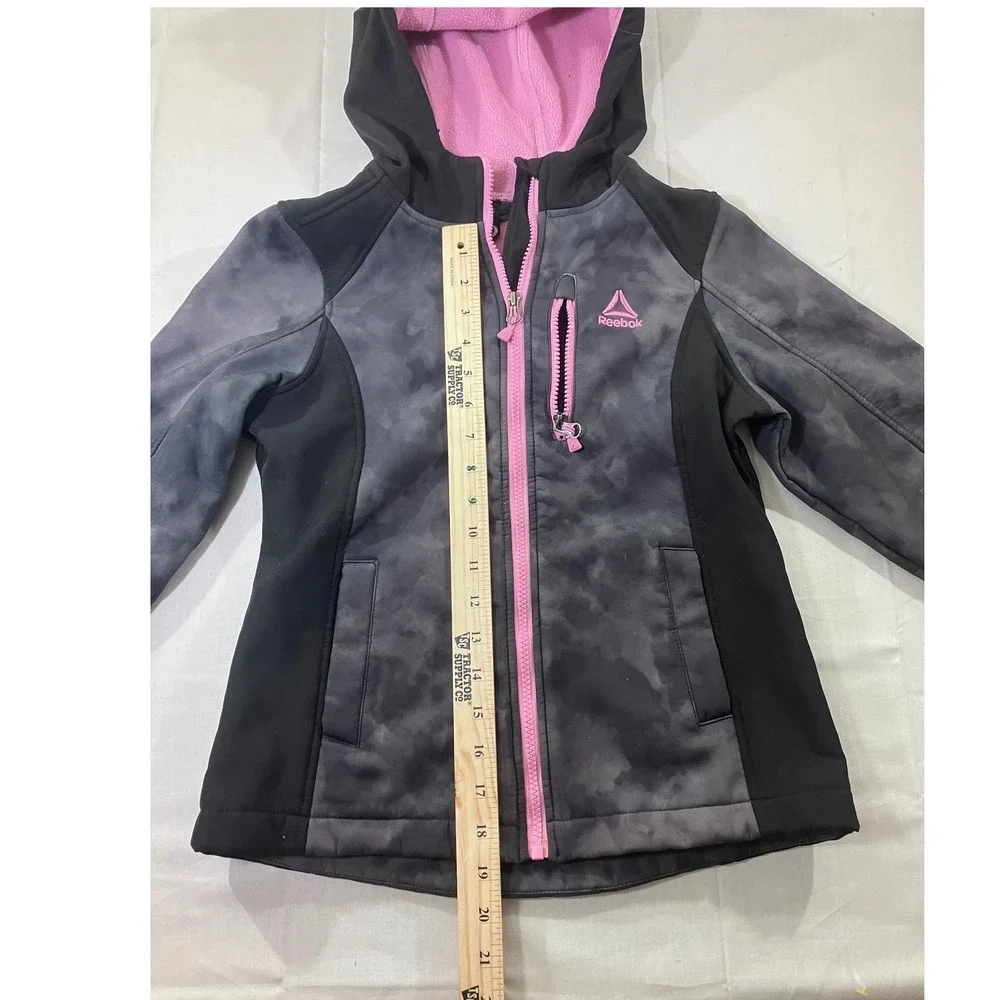 Reebok Girls' Softshell Jacket‎ Size 6/6x Gray Pink Zip Up Active Coat